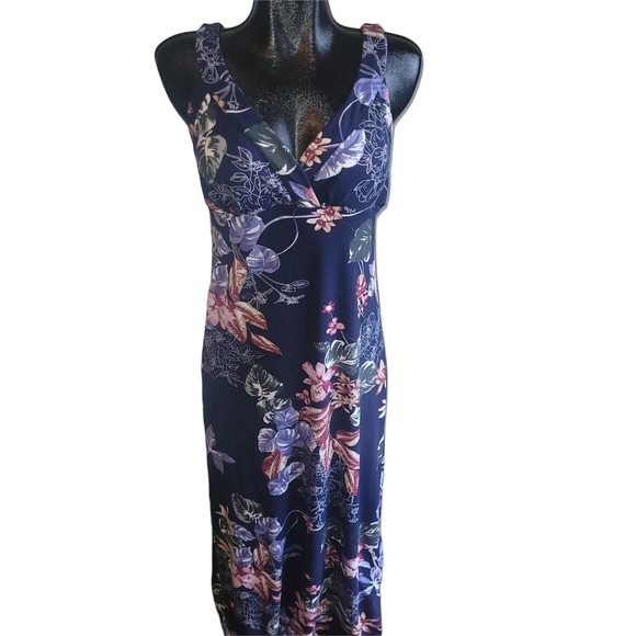 BB Collection Navy Floral Sleeveless Maxi Dress - Picture 1 of 6